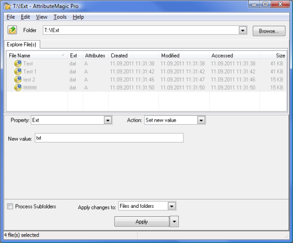 Change file extension with AttributeMagic Pro